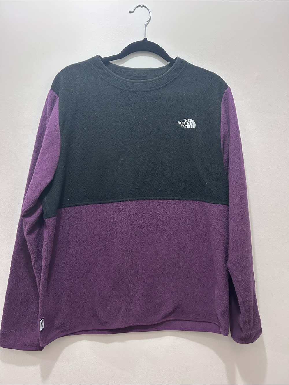 The North Face Black & Purple Colorblock Crewneck Fleece Sweater